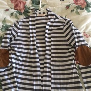 Striped long sleeve cardigan